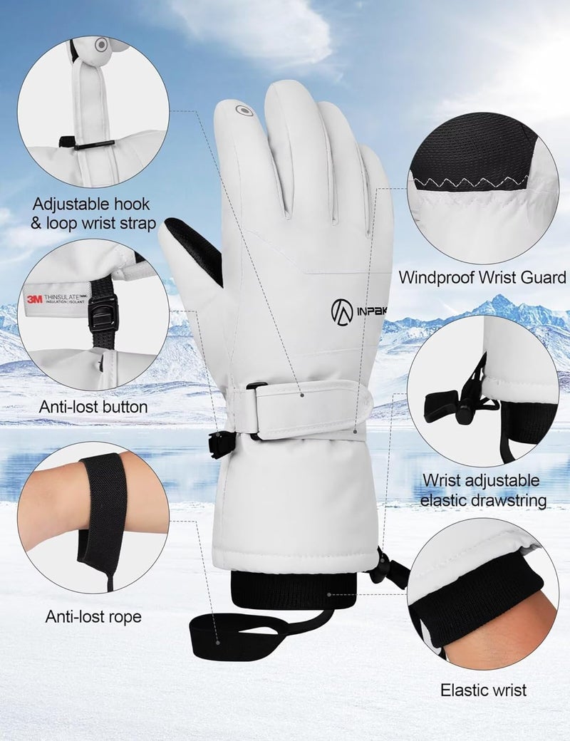 INPAKO Winter Ski Gloves Men Women, 3M Thinsulate Snow Gloves, Waterproof Windproof Touchscreen Snowboarding Gloves, 5-Layer Thermal Warm Cold Weather Gloves for Skiing, Snowboard, Snowmobile - Image 4